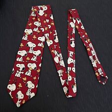 Usado, Gravata de pescoço vintage Peanuts Snoopy & Woodstock "Pals" vermelha mancha leve comprar usado  Enviando para Brazil