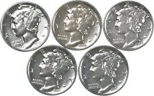 Used, High Grade - 5 Coin Mercury Silver Dime Lot 1940-1945 Collection *653 for sale  Frederick