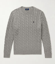 Men's Polo Cable Knit Jumper Long Sleeve Sweater In Grey Colour for sale  Shipping to South Africa