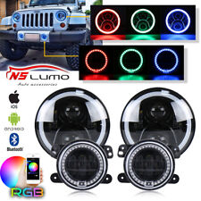 Faros LED Halo 7" RGB + kit combinado de luces antiniebla para Jeep Wrangler JK 2007-2017 segunda mano  Embacar hacia Mexico