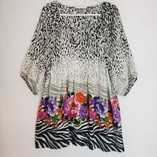 Peter Nygard Floral Animal Print 1/2 Sleeve 2X Tunic Blouse. for sale  Shipping to South Africa