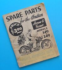 Libro de catálogo manual de repuestos de motocicletas Indian Scout Arrow 149-249 años 1940-50 segunda mano  Embacar hacia Argentina