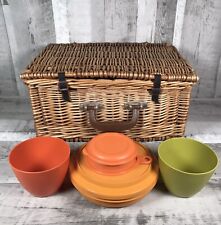 Brexton Wicker Basket Picnic Hamper Woven Storage Box Vintage Shop Display Empty for sale  Shipping to South Africa