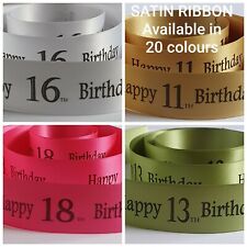 Birthday Ribbon Age 11 to 20 available in 17 colours 25mm x 1 metre cake or gift for sale  Shipping to South Africa