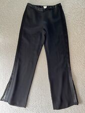 Pantalones vintage de pierna ancha caché para mujer 2 paneles satinados laterales negros para negocios segunda mano  Embacar hacia Argentina
