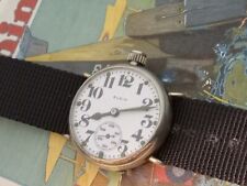 Reloj de trinchera Elgin Primera Guerra Mundial 12 esclusas viento audaz esfera de porcelana militar segunda mano  Embacar hacia Argentina