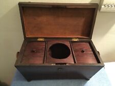 VINTAGE WOOD TEA CADDY THREE SECTION WOODEN SERVER BOX READ AD, used for sale  Shipping to South Africa