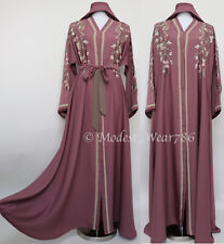 Vestido maxi Dubai Abaya Open Nida bordado modesto semi alargamento malva comprar usado  Enviando para Brazil