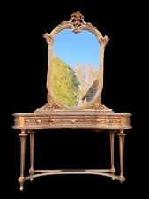 Vintage Elegance 1950's French Louis XVI Vanity & Mirror Set in Gold Beech-2-Pcs for sale  Shipping to South Africa