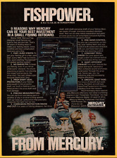 Mercury Bass Fish Power Outboards Boat Motor - Print Ad Poster / Promo Art 1977, used for sale  Shipping to South Africa