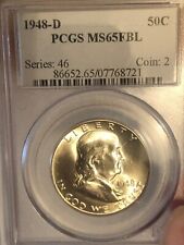Used, 1948 D  FRANKLIN SILVER HALF  DOLLAR MS65FBL  FULL BELL LINES PCGS . VALUE $150. for sale  Las Vegas