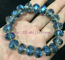 Pulseira elástica 14 mm facetada azul multicolorida cristal gema 15", usado comprar usado  Enviando para Brazil