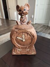 Vintage Twin Winton Cookie Jar Mouse On Clock With Saying Cookie Time for sale  Duluth