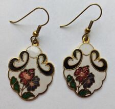 Used, Vintage Cloisonne Enamel Flower Themed Drop Earrings for sale  Shipping to South Africa