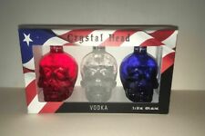 CONJUNTO DE 3 CAVEIRAS DE VODCA CABEÇA DE CRISTAL 50 ml garrafas vazias EUA VERMELHO BRANCO AZUL, usado comprar usado  Enviando para Brazil