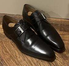 Magnanni Neiman Marcus Black Leather Monk Strap Buckle Men’s Dress Shoes 10.5 for sale  Shipping to South Africa