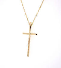 Tiffany & Co. 18k Yellow Gold Metro Cross Simple Religious Pendant Necklace 18" for sale  Santa Monica
