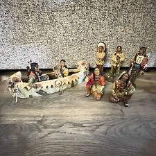 Native American Indian Figures Canoe With Family And Individual Figurines for sale  Shipping to South Africa