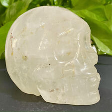 Używany, 2LB Naturalny przezroczysty kwarc biały kryształ Ręcznie rzeźbiona czaszka reiki Uzdrawianie na sprzedaż  Wysyłka do Poland