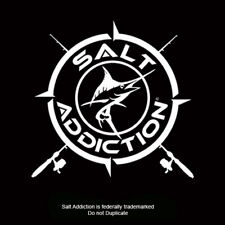 Salt Addiction window decal Marlin fishing reel trolling rod life sticker for sale  Shipping to South Africa