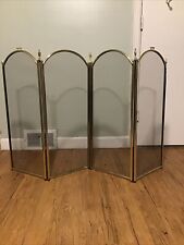 4-PANEL GOLD TONE METAL & MESH FOLD UP FIREPLACE SCREEN- 32” X 52” for sale  Shipping to South Africa