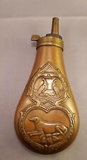 Vintage Gun Powder Flask Copper & Brass w/ hunting dogs & birds  for sale  Magnolia