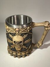 Esqueleto caveira Halloween cerveja Stein xícara de café grande com cabo de osso aço inoxidável comprar usado  Enviando para Brazil