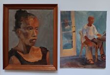 2 Vintage portrait PAINTINGS STUDIES on Board African American Art 16x20 Each, used for sale  Shipping to South Africa