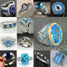 Elegantes anillos de boda de circonio cúbico de plata 925 para mujer tallas 6-10 segunda mano  Embacar hacia Argentina