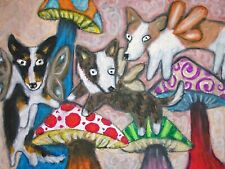 CARDIGAN WELSH CORGI Faeries Fairy Dog Pop Folk Vintage Art 8 x 10 Signed Print for sale  Shipping to United Kingdom