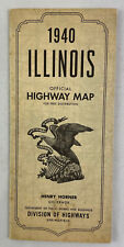 1940 Illinois, Mapa Oficial da Estrada, Divisão de Rodovias, Roteiro Vintage comprar usado  Enviando para Brazil