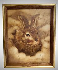 Vintage Peggy Harris Original Oil Painting Signed BUNNY Brown Rabbit Framed for sale  Shipping to Canada