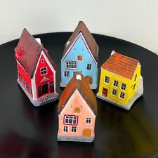 Old Tallinn Estonia Handmade Ceramic Miniature Village Houses Buildings Set of 4 for sale  Shipping to South Africa