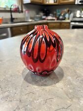 5" Red White Black Heavy Glass Vase for sale  Shipping to South Africa