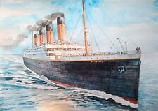 11,69×16,53" RMS Titanic ~Dia ensolarado~ aquarela ASSINADO E DATADO comprar usado  Enviando para Brazil