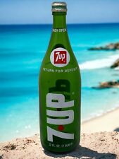 Garrafa pop refrigerante vidro verde 7 UP 32 oz vintage grande "7 UP" ponto vermelho após 7-VG comprar usado  Enviando para Brazil