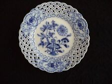 Meissen porcelain china bread plate 6in Blue Onion reticulated rim oval mark  for sale  Shipping to Canada