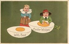 Cartão postal de Páscoa PFB 7536. Crianças com colheres comendo ovos cozidos enormes, postado comprar usado  Enviando para Brazil