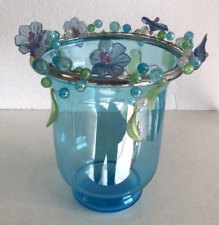 Turquoise glass hurricane for sale  WELSHPOOL