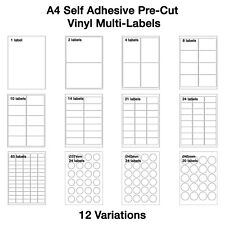 Vinyl Food Labels Fridge Freezer friendly Pre-Cut Sticker  A4 Multi-Labels Sheet, used for sale  Shipping to South Africa