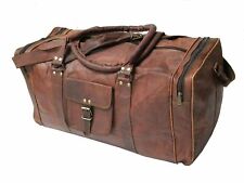 Men's Genuine Leather Vintage Duffel Suitcase Travel Gym Weekend Overnight Bag, used for sale  Shipping to South Africa