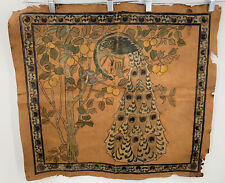 Antique 1900 Art Nouveau Peacock Painting on Leather Panel 25.5”x22.5" for sale  Shipping to South Africa