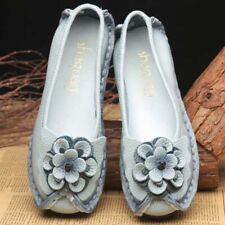 Zapatos de cuero planos antideslizantes hechos a mano con flores estilo étnico para mujer segunda mano  Embacar hacia Argentina