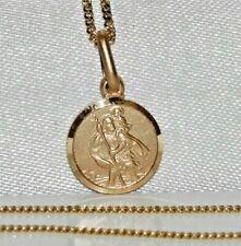 Collar colgante de oro amarillo liso de 9 quilates sobre plata de San Cristóbal y cadena de 20 segunda mano  Embacar hacia Argentina