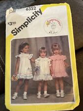 Simplicity 6352 Toddler Girl's Dress & Panties Pattern - Size S-M (1/2-3)  for sale  Shipping to South Africa