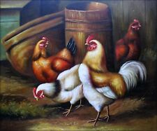 Qualidade De Pintura A Óleo Pintados À Mão Galo E Galinhas I 20x24in comprar usado  Enviando para Brazil