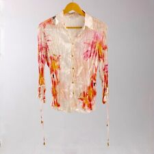 Roberto Cavalli Women's Long Sleeve Flower Print Silk Shirt Size L for sale  Shipping to South Africa