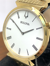 Relógio masculino Bulova 97A153 regata quartzo mostrador branco ouro aço inoxidável 38mm comprar usado  Enviando para Brazil