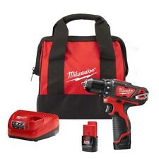 Used, Milwaukee M12 12-Volt Lithium-Ion 3/8 in. Cordless Drill/Driver Kit for sale  USA