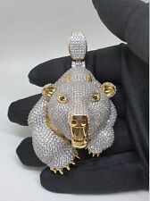 Bear Wild Animal Design, White Round Cut Cubic Zirconia Pendant In 935 Silver for sale  Shipping to South Africa